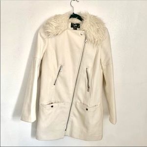 H&M White peacoat /jacket with fur SOLD